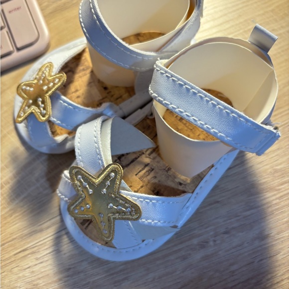White and Gold Kids Sandals - Picture 1 of 9